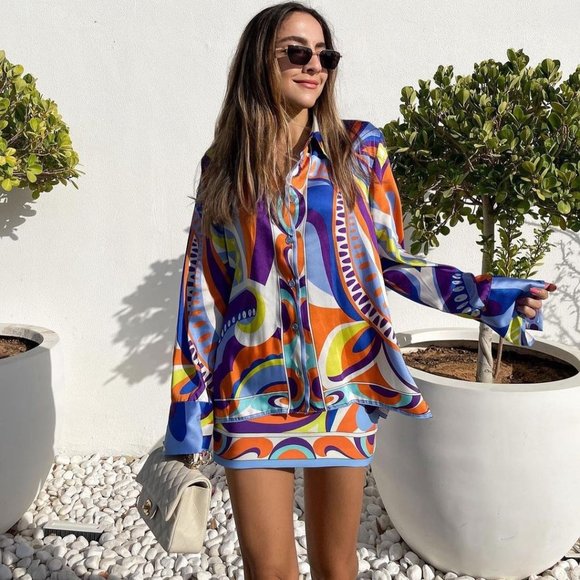 BLOGGER'S FAVE! Zara Multicolor Print Short Skirt NWT - Picture 5 of 17